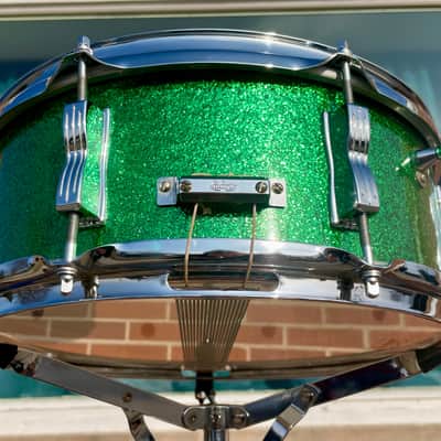 1960s Ludwig 5x14 No. 908P Jazz Festival Snare Drum Green Sparkle image 9