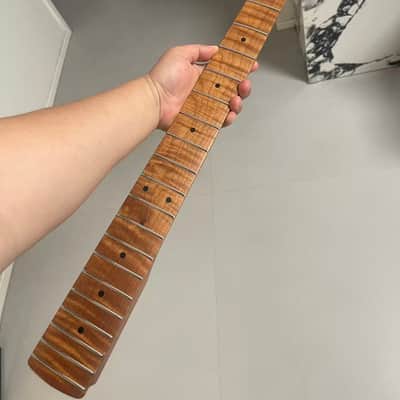 4-string electric bass neck P bass stainless steel 21frets Roasted flame Maple guitar neck 34inch maple fingerboard hole 18mm Nut 42mm 1 image 2