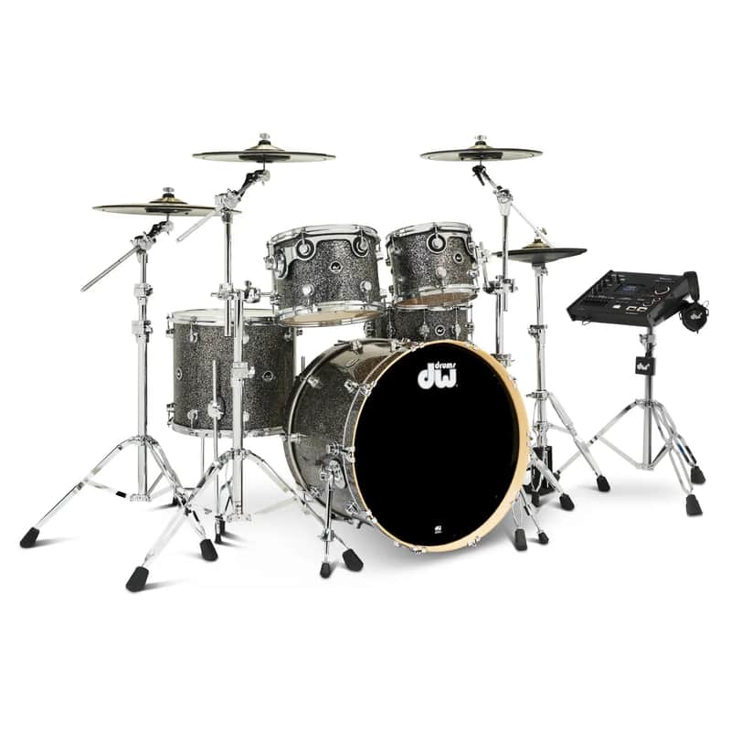 DW DWe 5pc Complete Electronic/Acoustic Drum Set w/Roland V51 Black Galaxy image 1