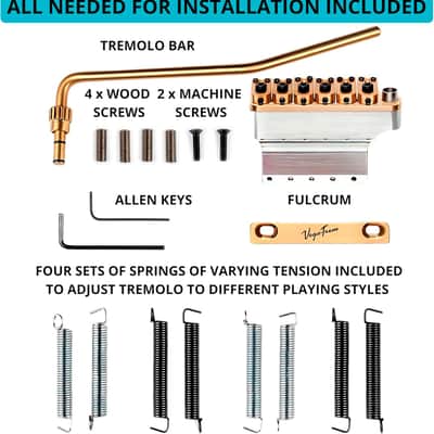 Vega-Trem VT1 Ultra-Trem 2-Points Gold Stratocaster Guitar Tremolo Bridge For Strat No Mods Easy Installation (Gold, Right) image 3