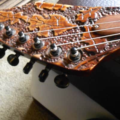 carved and hand painted , 7 strings firebird st guitar/bass ,aged  old cedar,neck thru, preorder now image 13