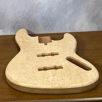 High End Offset Bass Body NOS Blistery Quilted Maple Top, solid one piece Mahogany Back - Unfinished - Front Routed - Luthier Supply R42 image 6