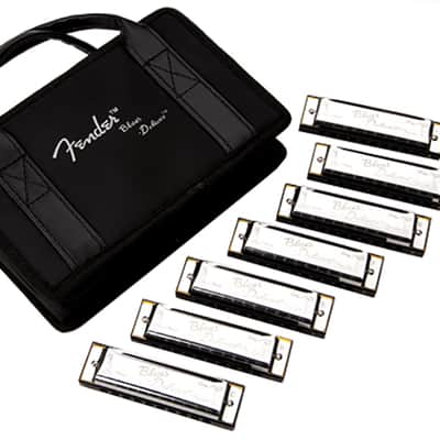 Genuine Fender Blues Deluxe Harmonica, Set of 7, with Case 099-0701-049