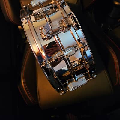 Ludwig "Supraluxe" Chrome Over Brass 8-Lug Snare Drum w/COB Hoops - DCP Exclusive! image 5