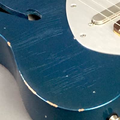 LEFTY! Custom Shop Vintage Relic Boutique TL69 Thinline Aged Ocean Turquoise Metallic Semi-Hollow Alder Licensed by Fender 6.3 Lb HSC image 12