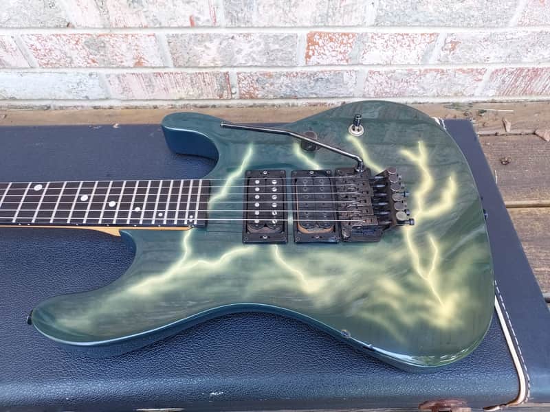 Vintage 1986 Kramer Nightswan Lightning Graphic Electric Guitar w/ Original Case! Vivian Campbell, Floyd Rose! image 1