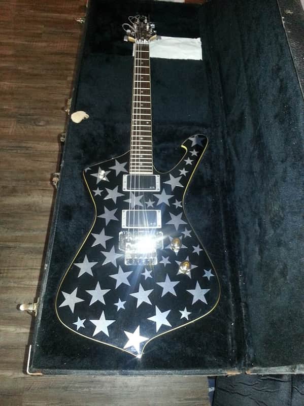 Ibanez Iceman Black with silver Stars | Reverb