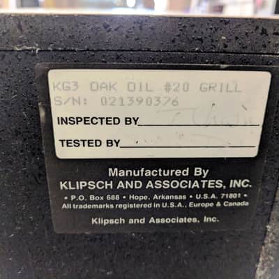 1990’s Klipsch KG3 Floorstanding Speakers, 10”, 8”, Horn, 65/325w, 8 Ohm, Oak image 8