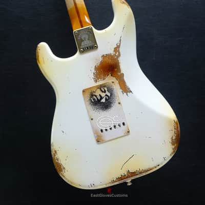 Fender Stratocaster Artist Series Jimi Hendrix Olympic White with Custom Hardcase Heavy Aged Relic image 7