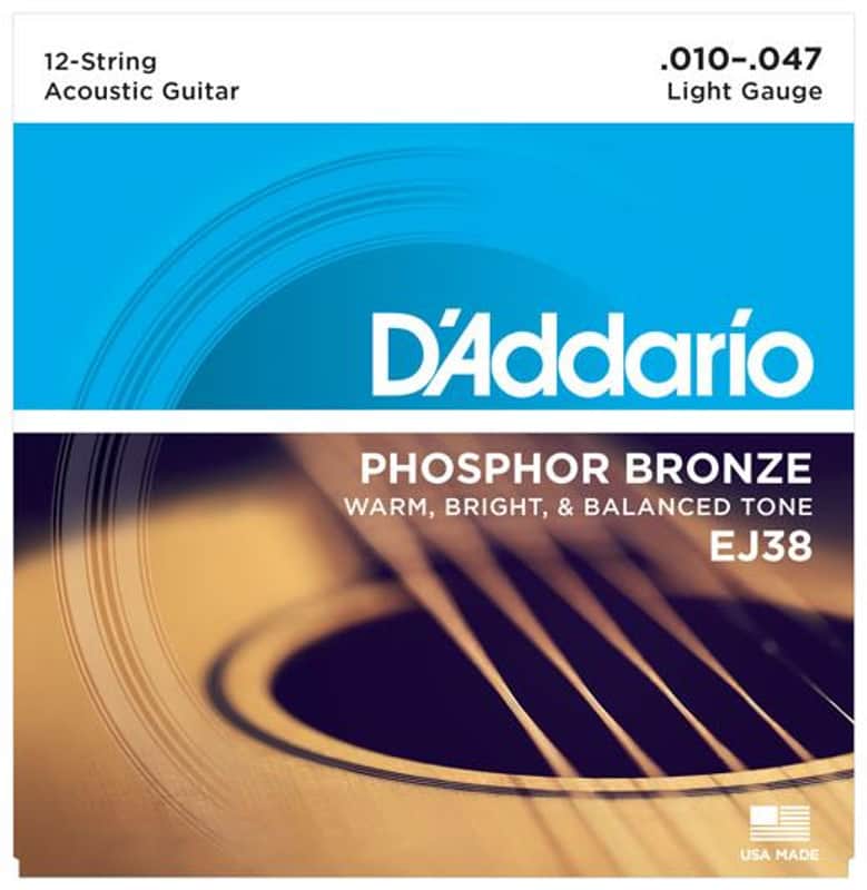 D'Addario EJ38 Phosphor Bronze 12-String Light Acoustic Guitar Strings - .010-.047 image 1