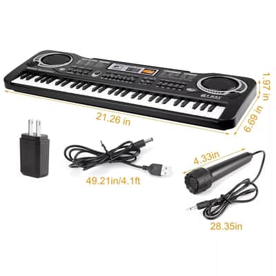 Digital Piano Keyboard 61-Key Portable Electronic Professional Instrument with Microphone image 4