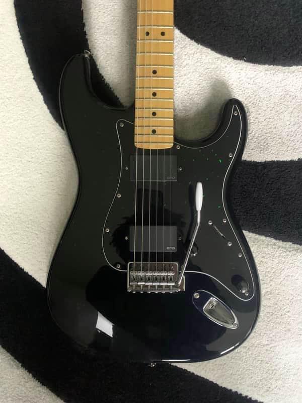 Black Fender HH Stratocaster with EMG humbuckers image 1