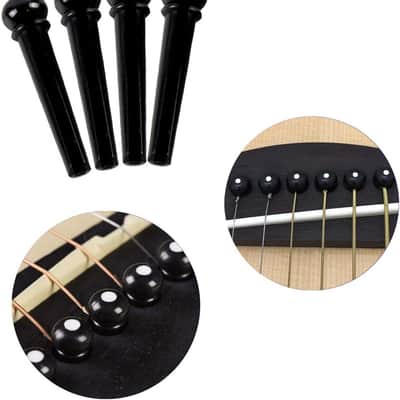Acoustic Guitar Bridge Pins Set | Ivory and Black Bridge Pegs with Pin Puller Tool | Guitar Replacement Parts image 4