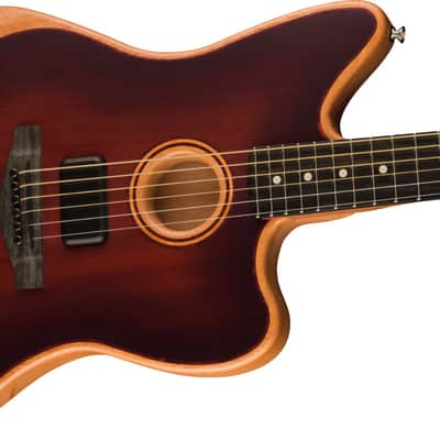 Fender American Acoustasonic Jazzmaster Acoustic Electric Guitar. All-Mahogany, Ebony Fingerboard, Bourbon Burst image 13
