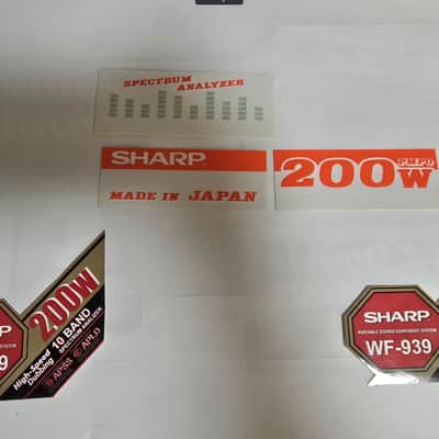 Sharp WF-939  Sticker Set, 5 pieces  JAPAN Boombox Cassette Deck image 2