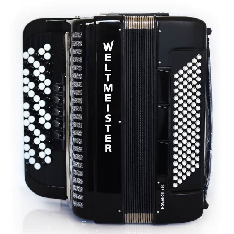 NEW Weltmeister Romance 703 Button Accordion, made in Germany, 96 Bass buttons, 5 Row Accordion B Griff, Black, Straps and Case, Shipping from USA image 1