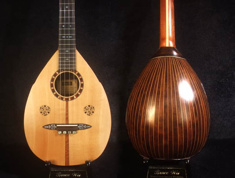 Handmade Bowl Back Style Baritone Ukulele, Curved Head, Solid Spruce, Classic Pattern MOP Inlay, Soft-bag Bruce Wei UBB19-007 image 1