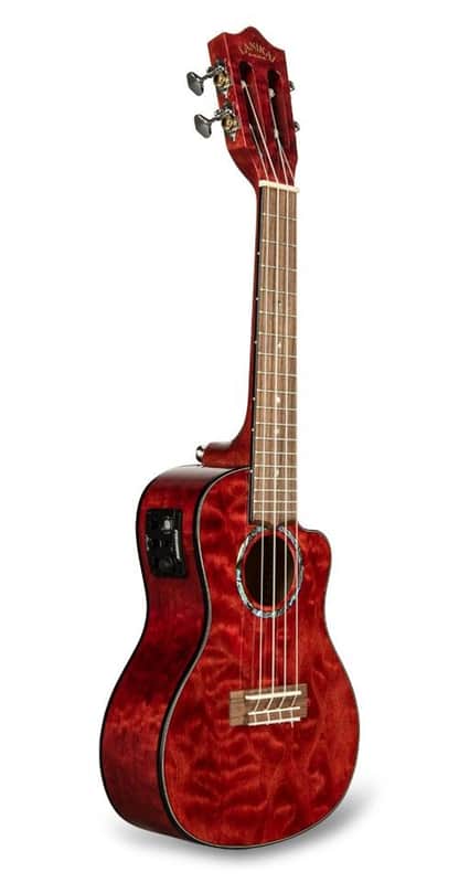 Lanikai Model QM-RDCEC Quilted Maple Red Cutaway Electric Acoustic Concert Ukule image 1