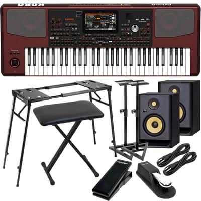 Korg Pa1000 61-Key Professional Arranger with Speakers, (2) KRK RP5G4 Monitor, Monitor Stands, Neewer Stand, Bench, Sustain Pedal, Nektar NX-P, (2) 1/4 Cables Bundle