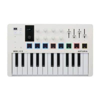 Arturia MiniLab 3 Mini Hybrid Keyboard Controller with Pad Controller / Creative Software, Mini Display / Clickable Browsing Knob / Built-In Arp / Hold and Chord Modes (White) image 4