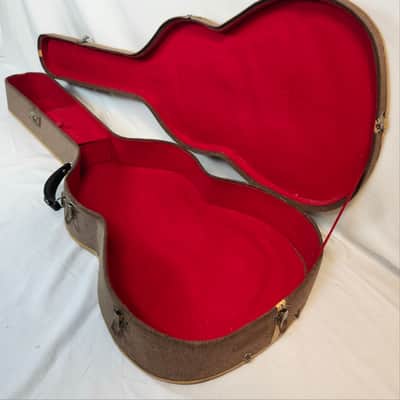 Vintage Lightweight Classical Guitar Case, Circa 1960s, Burlap Exterior, Red Interior image 1