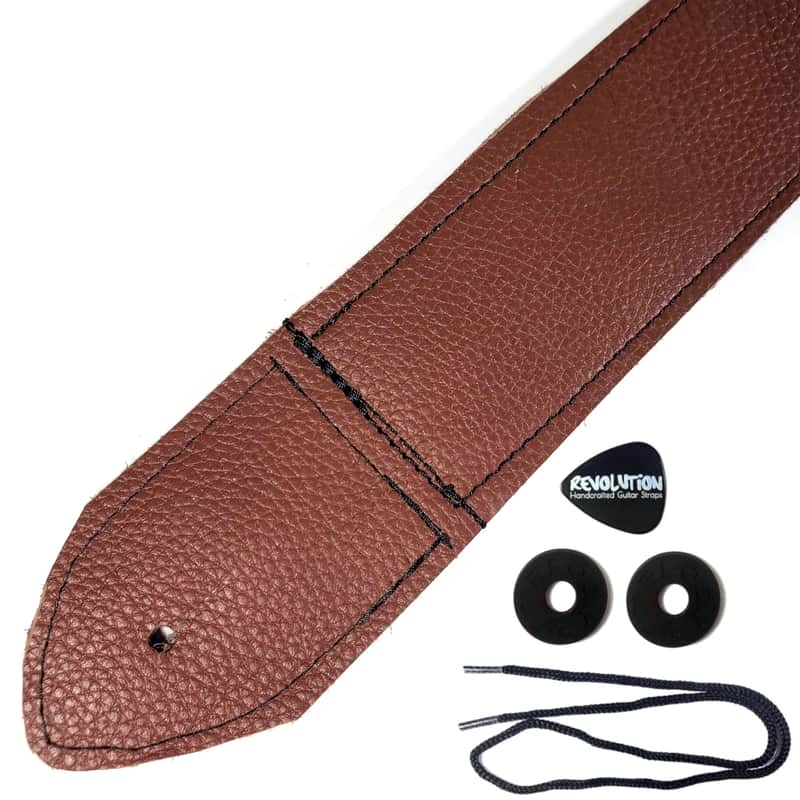 Brown Premium Leather Guitar Strap-Light Brown Leather Guitar Strap -100% Leather Guitar Strap-Acoustic, Electric Bass Guitars image 1