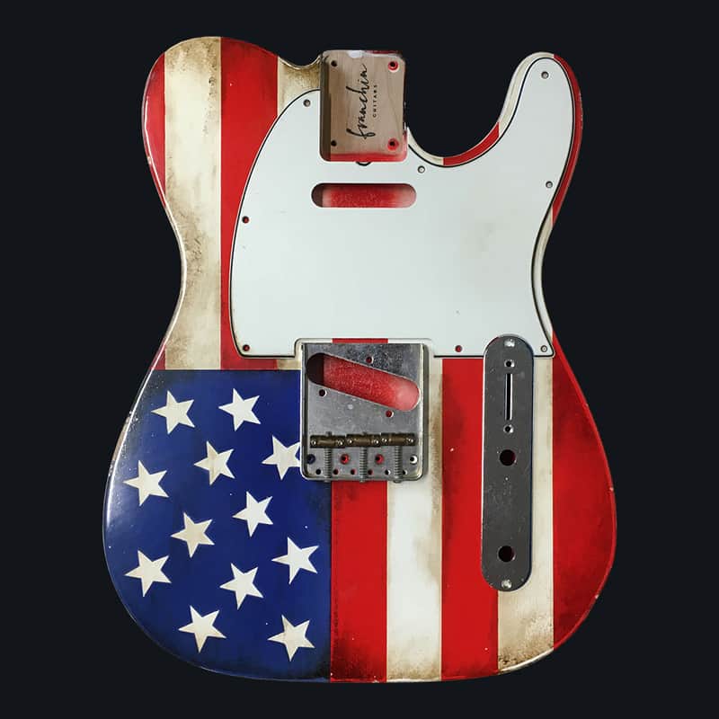 Made to Order - FRANCHIN Mars guitar body AMERICAN FLAG Usa Relic Aged Nitro Laquer Basswood Poplar Telecaster-Tele-T-Style Made in Italy image 1