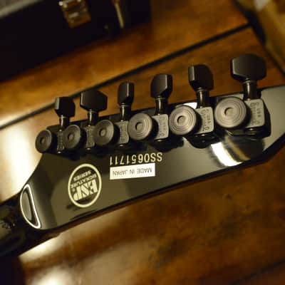 ESP Custom Shop EX In Flames Jesper Stromblad Signature Reverse Headstock MX Black Guitar image 7