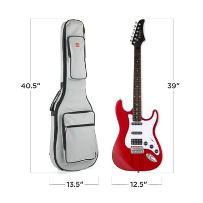 Beginner Electric Guitar Kit w/ Headphone Amp, Padded Gig Bag, Headphones - Red image 5