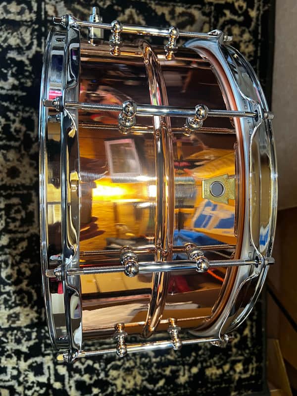 Mint Ludwig LC662T Copper Phonic 6.5x14" 10-Lug Snare Drum with Tube Lugs - Polished Copper image 1