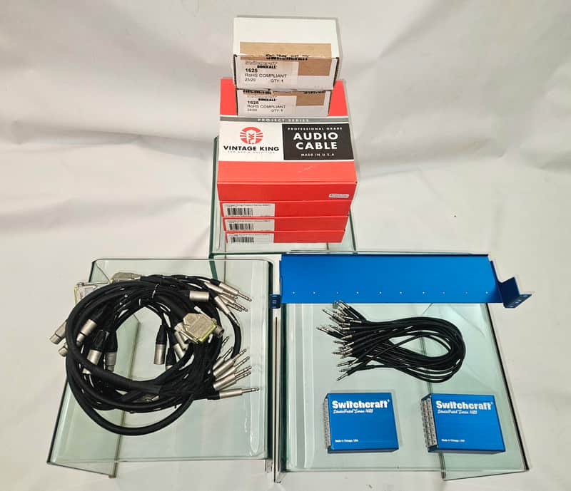 Switchcraft StudioPatch 1625 TT Patchbay System Bundle – (2) Patchbays, Rack, 16 Mogami TT Cables & Vintage King DB25 Snakes image 1