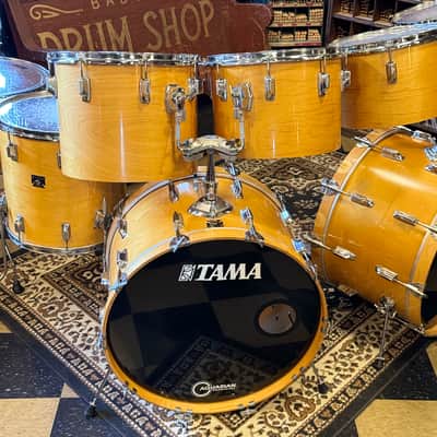 VINTAGE 1980's Tama Superstar Double Bass Drum Set in Natural Gloss - 14x24, 14x24, 8x12, 9x13, 10x14, 12x15, 16x16, 16x18 image 6
