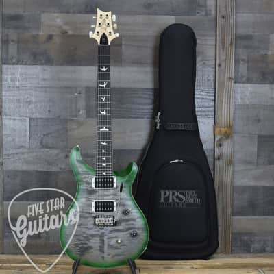 PRS Wood Library CE-24 Satin Quilt Top - Faded Gray Black Green Burst with Gigbag image 14