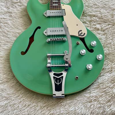 1996 Epiphone Casino Reissue MIK Turquoise Electric Guitar image 3