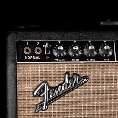 Vintage 1966 Fender Twin Reverb Black Guitar Amp Combo #A03334 image 5