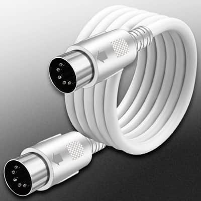 MIDI Cable 5 Pin DIN Male to DIN Male Connector Cable Plug Wire Cord (White,5ft) image 3