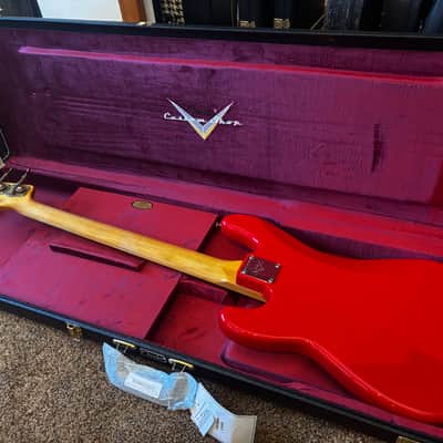 Fender Custom Shop '66 Precision Bass Journeyman Relic 4-String Bass Guitar, Rosewood Fingerboard, Hot Rod Red journeyman image 3
