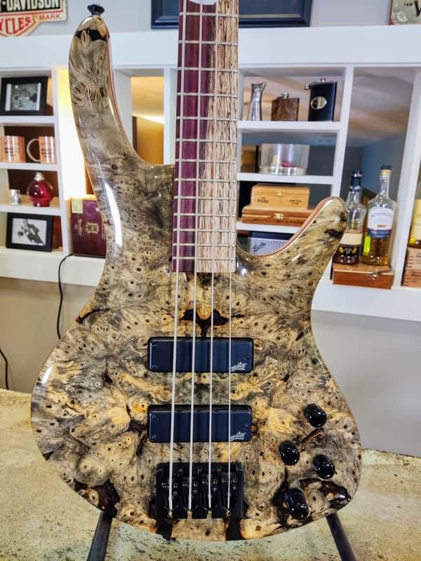 Roscoe Century Custom Buckeye Burl Top 4-String Bass image 1