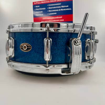 Slingerland Super Gene Krupa Radio King 5.5x14 Snare Drum 1960 - Blue Sparkling Pearl image 2