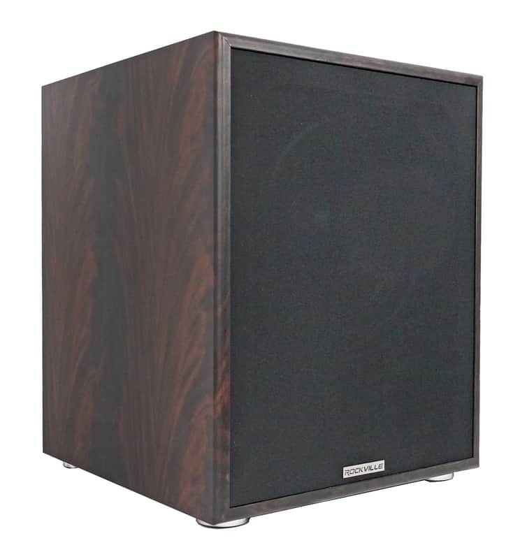 Rockville Rock Shaker Dark Wood 800w 12" Powered Home Theater Subwoofer Sub image 1