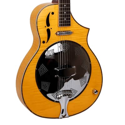 Gold Tone Mojo Flamed Solid Maple Top Mahogany Round Neck Resonator Guitar with Pickup & Hard Case image 1