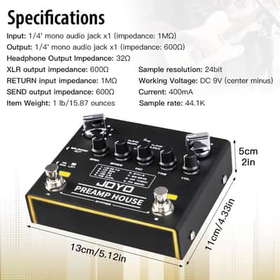 Joyo Preamp House R-15 Amp Simulator Guitar Pedal, 9 Amp Models with Dual Channel & 18 Tones, IR Cab Sim, XLR Out & FX Loop, Bypass (Price includes the import duty for US buyer) image 6