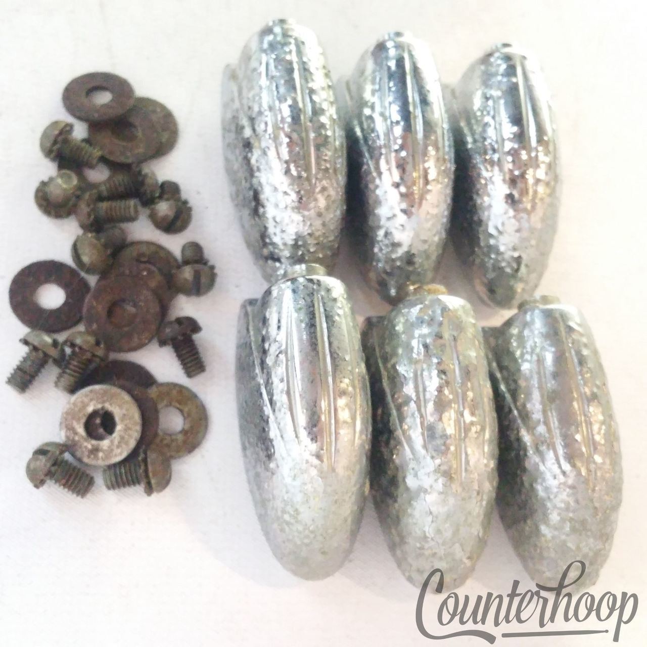 Gretsch 6x Tom/Snare Drum Lugs Round Badge RB Vintage Chrome Broadkaster 50s USA — main photograph
