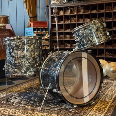 VINTAGE 1960's-70's Slingerland Mixed Era Drum Set in Black Diamond Pearl - 14x20, 9x13, 16x16 image 1