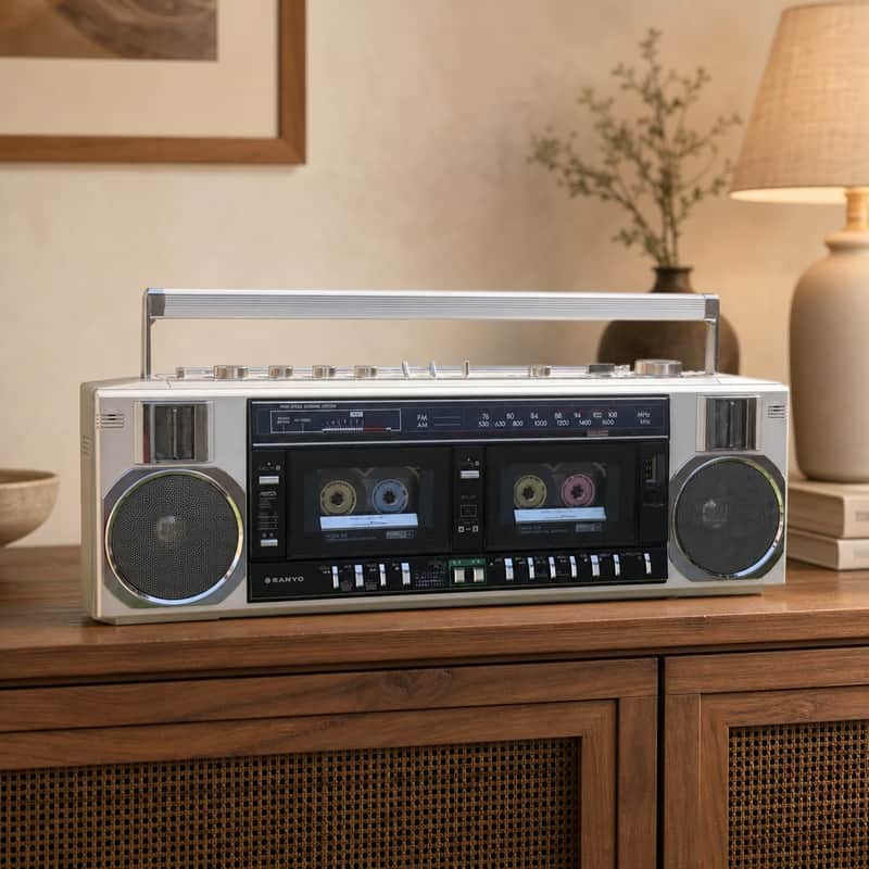 Sanyo WMR-D25 Rare Vintage Cassette Deck Boombox White Pearl Warranty image 1