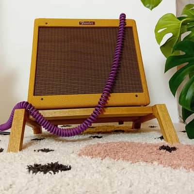Lakefront Walnut-Dyed Amp Stand: Handmade Solid Wood Guitar Amplifier Stand with Danish Cord detail 2025 - walnut image 2