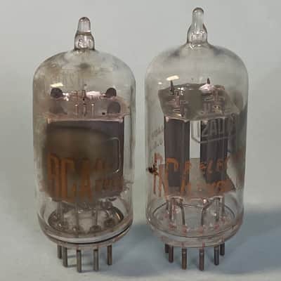 1960s RCA 12AU7 ECC82 X2 Matched Pair Vintage Long Plate Side Getter Tubes! T147 image 1