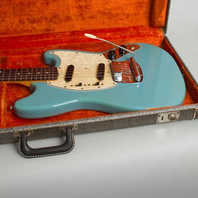 Fender Mustang Solid Body Electric Guitar (1966), ser. #179277, original grey hard shell case. image 12