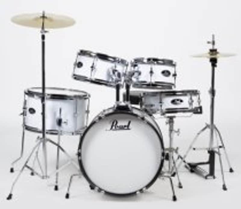 Pearl Roadshow Junior #RSJ465CC33 - 5-Piece Full Drumset- Pure White , w/ 16" Bass Drum, Hardware & Cymbals image 1