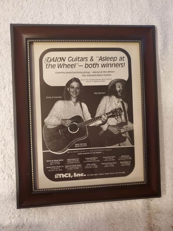 1979 Daion Guitars promotional Ad Framed Asleep At The Wheel Ray Bensen, Chris O'connell Original image 1